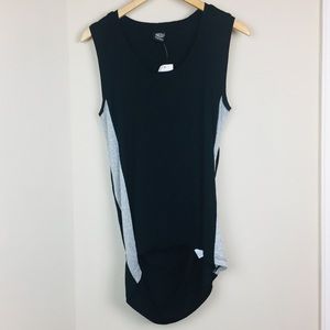 ☀️BOBEAU Black Metallic Silver Oversized Drape Slouchy Tank MEDIUM NWT Tunic